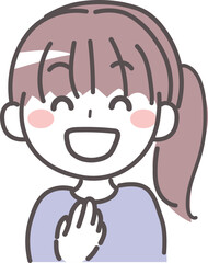 笑顔で喜ぶ若い女性のイラスト 1