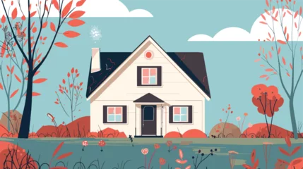 Fototapeten Cute house in flat style vector illustration. © Nobel