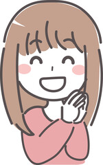 笑顔で微笑む若いの女性のイラスト 1