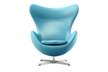 A photo of a blue egg shaped chair. on a White or Clear Surface PNG Transparent Background.