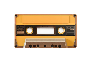 Fototapeta premium Yellow and Black Cassette Tape Recorder. A yellow and black cassette tape recorder is displayed. on a White or Clear Surface PNG Transparent Background.