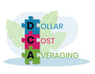 DCA - Dollar cost averaging acronym. business concept background. vector illustration concept with keywords and icons. lettering illustration with icons for web banner, flyer