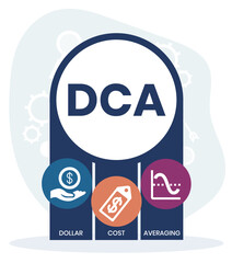 DCA - Dollar cost averaging acronym. business concept background. vector illustration concept with keywords and icons. lettering illustration with icons for web banner, flyer