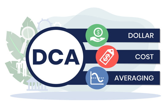 DCA - Dollar cost averaging acronym. business concept background. vector illustration concept with keywords and icons. lettering illustration with icons for web banner, flyer