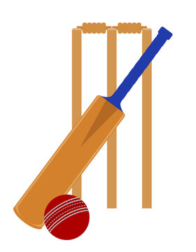 cricket bat and ball for a sports game stock vector illustration