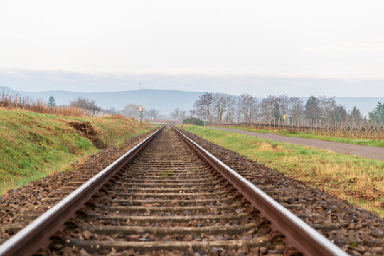 railroad tracks in the countryside