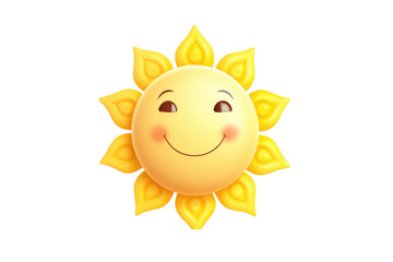 A vibrant yellow sun radiates a heartwarming smile, bringing joy and happiness. on a White or Clear Surface PNG Transparent Background.