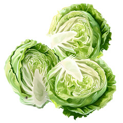 Obraz premium green cabbage slices isolated on transparent background,transparency 