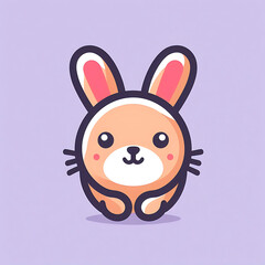 Fototapeta premium flat vector logo of a rabbit ,Bunny rabbit toy isolated on a white background
