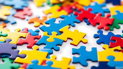 Obraz premium Puzzle background with vibrant abstract shapes and calming tones helpful for mental health