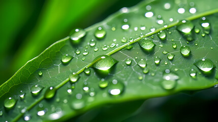 Morning dew is attracted by fresh green leaves
