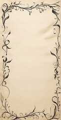 parchment paper background, with simple minimal black pen decoration in the corners 