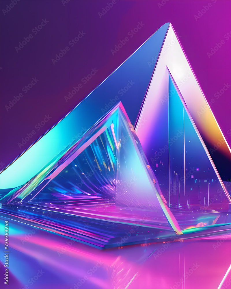 Poster abstract background with pyramids. 3d rendering, 3d illustration.