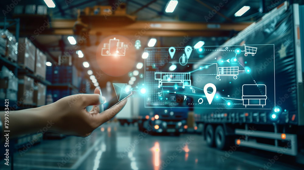 Poster smart warehouse management system with innovative internet of things technology to identify package 
