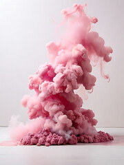 pink smoke on white background