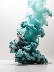 White background white floor with blue smoke