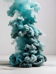 White background white floor with blue smoke