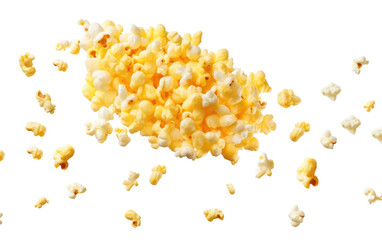 A heap of popcorn fills the frame. on a White or Clear Surface PNG Transparent Background.