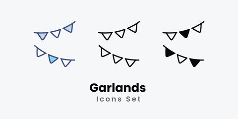 Garlands icons set vector stock illustration