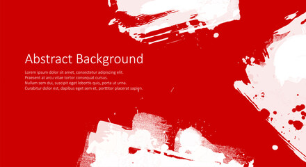 White ink brush stroke on red background. Japanese style. Vector illustration grunge stains. Brushes illustration.