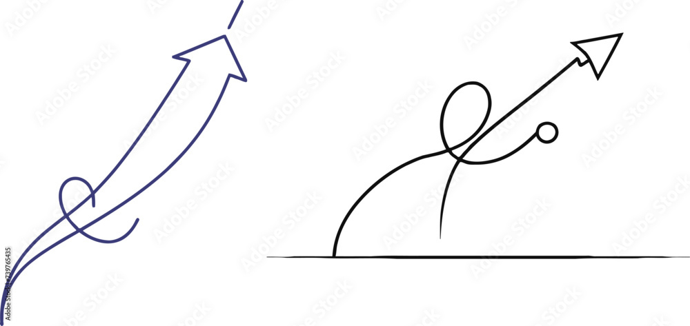 Poster continuous drawing of cursor arrow. one line icon of cursor arrow