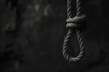 rope with a hangman's knot on a dark background