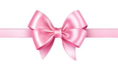 An image of a pink ribbon adorned with a neatly tied bow. on a White or Clear Surface PNG Transparent Background.