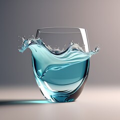 3d glass of abstract shape in the form of a wave illustration of 3d render