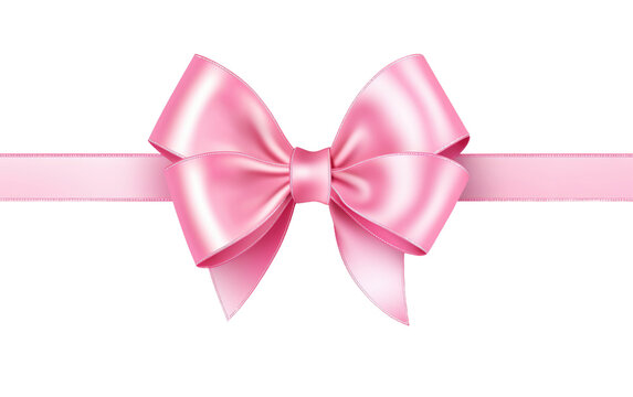 An image of a pink ribbon adorned with a neatly tied bow. on a White or Clear Surface PNG Transparent Background.