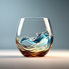 3d glass of abstract shape in the form of a wave illustration of 3d render