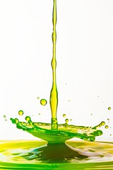 A drop of green liquid splashing: Fluid Color Dynamics