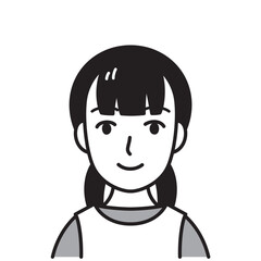 エプロン姿の女性　白黒
