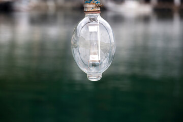 View of the bulb for fishing squid in the fishing boat