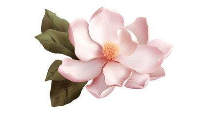 one magnolia flower, png file of isolated cutout object on transparent background