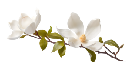one magnolia flower, png file of isolated cutout object on transparent background