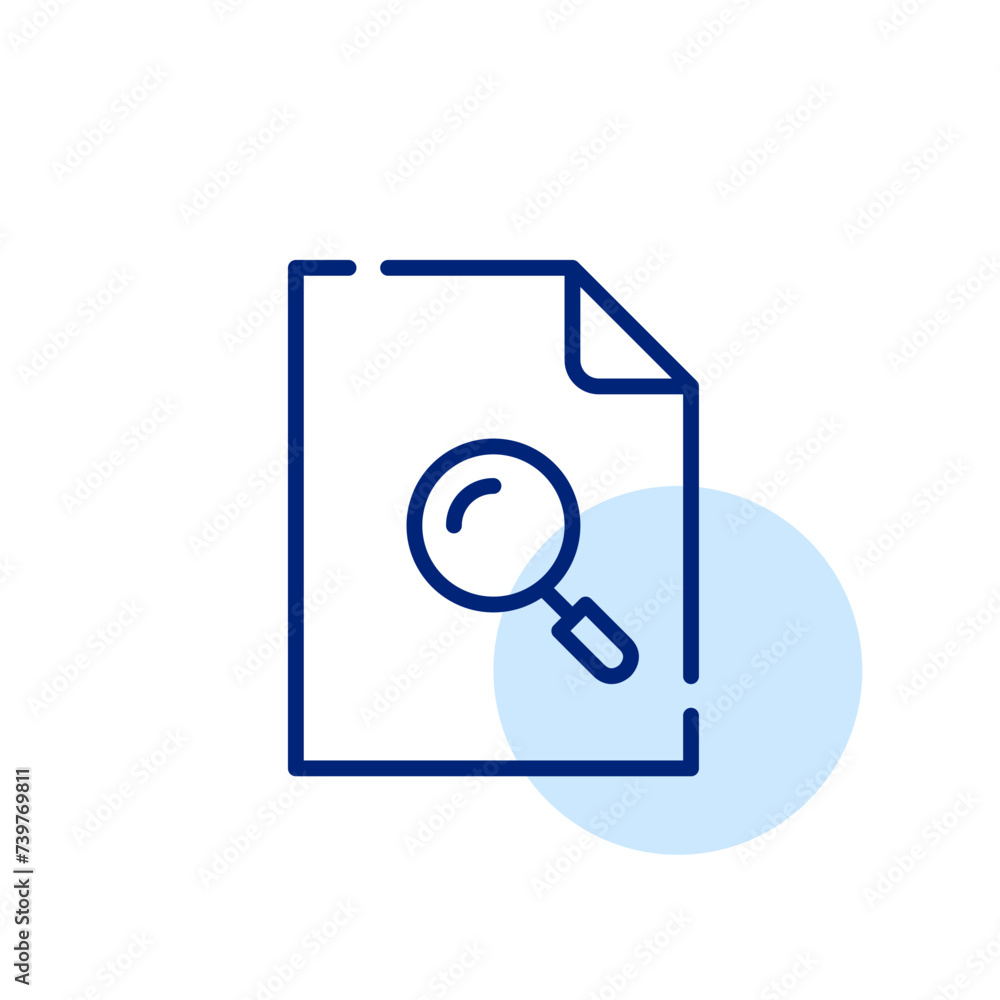 Poster searching information in file. data analysis. pixel perfect, editable stroke