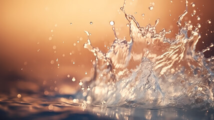 Water splash background, water attack impact and flutter in air explosion