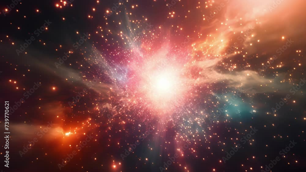 Poster from a primordial void a symphony of energetic particles coalesce to create a breathtaking cosmic ca