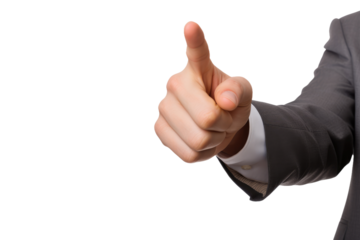 A well dressed man wearing a suit is confidently expressing approval by giving a thumbs up gesture. on a White or Clear Surface PNG Transparent Background.