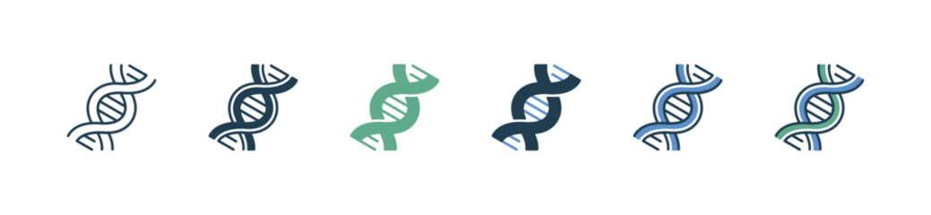 simple molecular genetic icon set microbiology dna gene symbol vector illustration