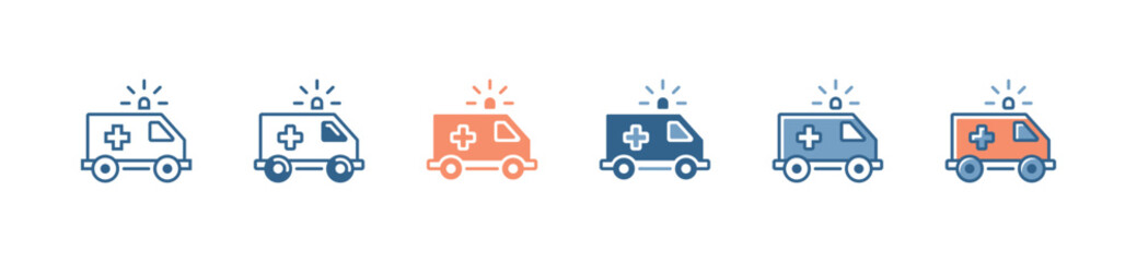ambulance icon set hospital emergency transportation rescue car transport service vector illustration for web and app - obrazy, fototapety, plakaty