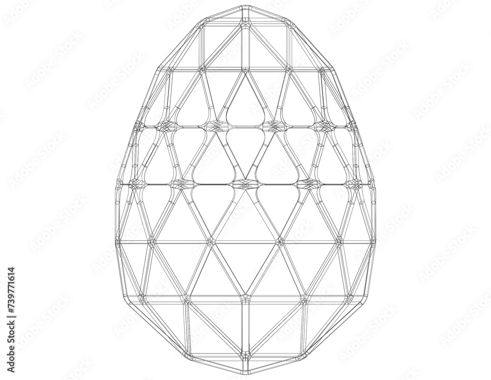 Poster wireframe shape geometric egg 3d print model