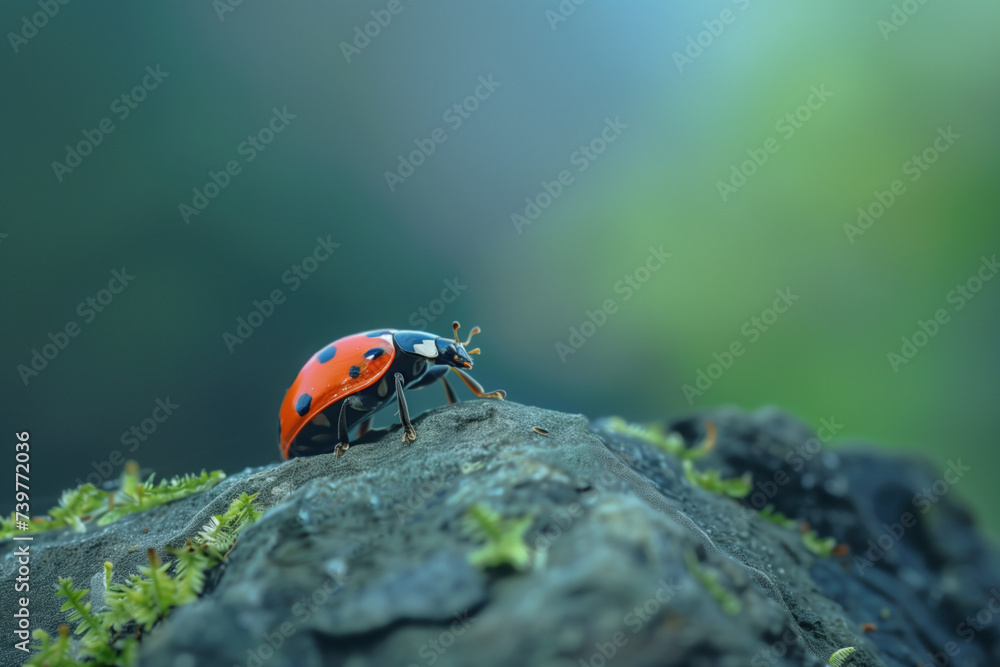 Aufkleber closeup of a ladybug. a slide background showcasing the beauty and uniqueness of life. nature and bi