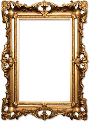 Empty gold ancient picture frame isolated background