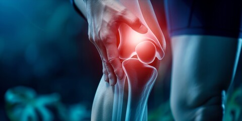 Anterior cruciate ligament (ACL) is a ligament in the center of the knee that prevents the shin bone (tibia) from moving forward on the thigh bone (femur) - obrazy, fototapety, plakaty
