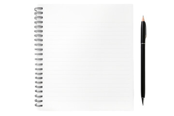 A photo of a notebook with a pen resting on top of it, depicting a work or study environment. on a...
