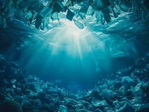 Underwater pollution with plastic waste