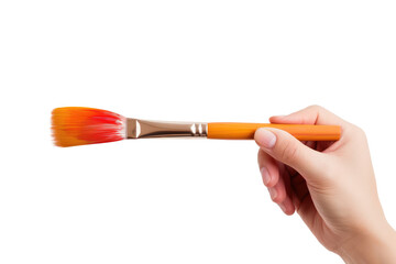 A person firmly holds a brush in their hand, ready for artistic creation. on a White or Clear Surface PNG Transparent Background. - obrazy, fototapety, plakaty