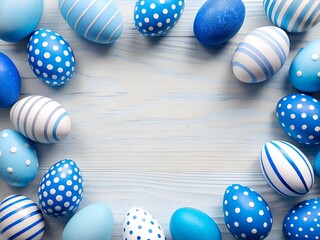 Easter background, flat lay, top view, copy space
