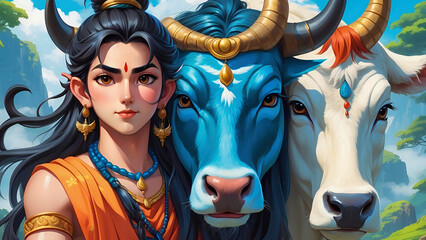 Shiva with a Holi cow